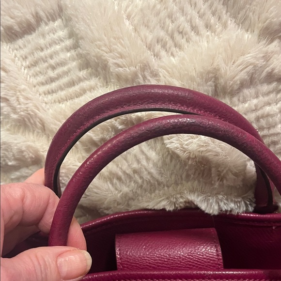 Coach Magenta Leather Satchel with Scarf Accent Key Holder CALLOUTS - Picture 5 of 16